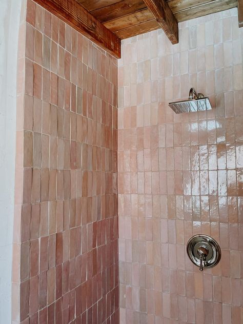 Pink Tile Bathroom, Riad Tile, Pink Tile, Pink Tiles, Zellige Tile, House Bathroom, House Goals, Dream House Decor, My New Room