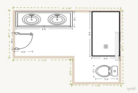 L-shaped bathroom layouts and floor plan ideas. Bathroom Floor Plans Layout Master, Bathroom L Shaped Layout, Bathroom Floorplan Layout Ideas, L Shaped Bathroom Ideas, L Shaped Half Bath, L Shape Bathroom Ideas, L Shaped Bathroom Layout Master Bath, L Shape Bathroom Layout, L Shaped Vanity Bathroom