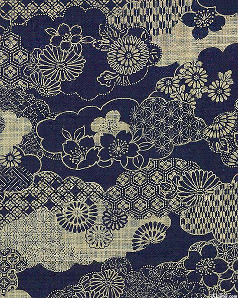 Japanese Import - Sevenberry: Nara Homespun - Clouds - Quilt Fabrics from www.eQuIlter.com Chinese Fabric, Design Japonais, Indigo Fabric, Asian Design, Japanese Textiles, Japanese Patterns, Traditional Fabric, Chinese Patterns, Japanese Cotton