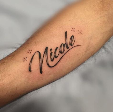 Name Tattoos Girlfriend Name Tattoos For Men, Wife Name Tattoo, Kids Name Tattoos, Name Tattoos For Men, Nicole Tattoo, Name Tattoos For Girls, Daughters Name Tattoo, Tattoo Name Fonts, Tattoo Font For Men