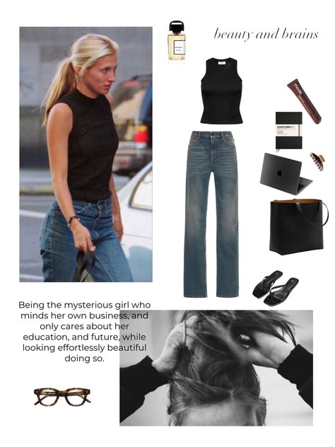 #aesthetic #moodboard #carolynbessettekennedy #macbook #study #work #business #inspiration #rhode #glasses #hairstyle Carolyn Bessette Makeup, Black High Neck Top Outfits, Minimalist Chic Aesthetic, Norah Jones Aesthetic, Khaite Aesthetic, 90’s Minimalism, Carolyn Bessette Style, Macbook Study, Rhode Aesthetic