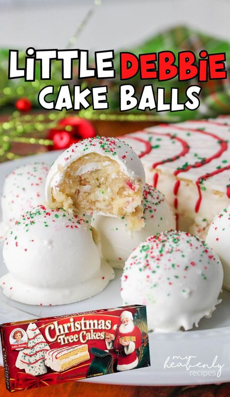 Little Debbie Cake Balls, Xmas Desserts, Christmas Baking Recipes, Little Debbie, Cake Pop Recipe, Christmas Candy Recipes, Holiday Snacks, Christmas Food Desserts, Christmas Party Food