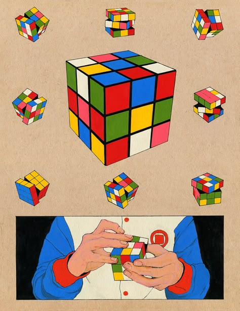 Toys Illustration, Imagination Illustration, Toy Illustration, Phineas E Ferb, School Of Visual Arts, Rubik's Cube, Japanese Culture, Visual Artist, Graphic Design Illustration