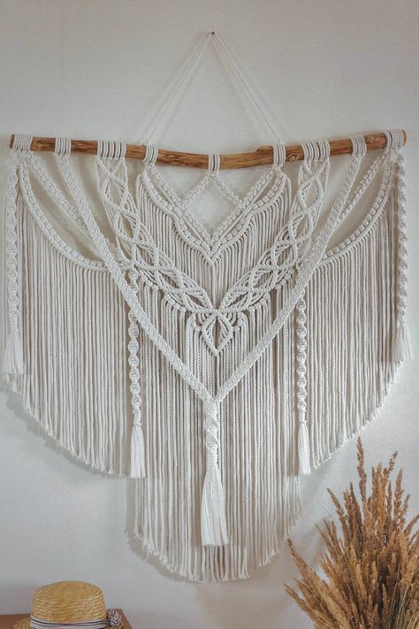 Macrame Accent Wall, Macrame Wall Hanging For Living Room, Macrame Wall Art Tutorial, Large Macrame Wall Hanging Pattern, Big Macrame Wall Hanging, Macrame Wall Hanging Ideas, Extra Large Macrame Wall Hanging, Wall Decor Macrame, Macrame Wall Hanging Large