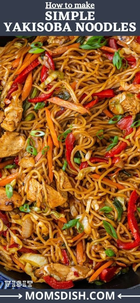 Yakisoba is a classic Japanese noodle dish with a salty, sweet and sour sauce. Made in one-pan, this recipe is so easy to make and is always a crowd pleaser. Pork Yakisoba Recipe, Yakisoba Recipe Chicken, Chicken Pasta Crockpot Recipes, Pasta Crockpot Recipes, Pasta Bake Chicken, Yakisoba Noodles Recipe, Chicken Pasta Creamy, Baked Chicken Pasta, Homemade Takeout