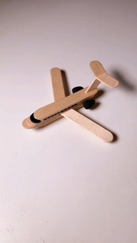 Artist 🎨 | How to make an Aeroplane ✈️ by popsicle stick /ice cream stick DiY craft ideas for kids # Aeroplane # icecream stick # creative work #… | Instagram Plane Crafts, Popsicle Stick Crafts, Diy Crafts Paper Flowers, Kraf Diy, Diy Crafts For Kids Easy, Origami Crafts Diy, Fun Easy Crafts, Easy Diy Art, Paper Crafts Diy Tutorials