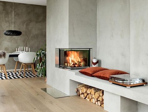 Fireplaces – Scandinavian fireplace inserts in beautiful designs – RAIS Corner Log Burner, Wood Burning Stove Insert, Scandinavian Fireplace, Log Burner Living Room, Wood Burning Insert, Minimalist Fireplace, Wood Burning Fireplace Inserts, Corner Fireplace, Log Burner