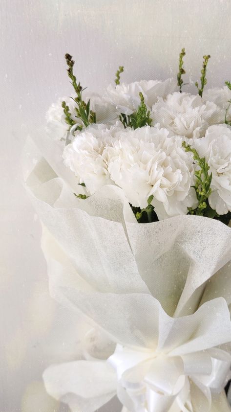 Wedding Bouquets Carnations, Carnation Bouquet Aesthetic, White Bouquet Aesthetic, Wedding Flowers Carnations, White Carnations Aesthetic, White Carnations Bouquet, Carnations Wedding Bouquet, Carnation Bouquet Wedding, Carnation Bridesmaid Bouquet