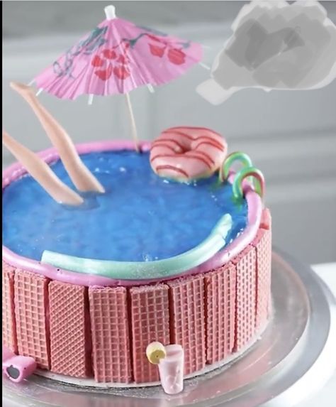 Barbie Swimming Pool Cake, Barbie Ice Cream Cake, Barbie Beach Cake, Barbie Cookie Cake, Barbie Themed Pool Party, Easy Barbie Cake, Barbie Pool Party Cake, Barbie Pool Cake, Pool Theme Cake