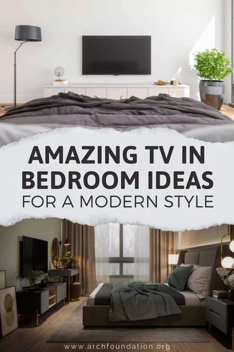 25 Amazing TV In Bedroom Ideas For A Modern Style Tv Bedroom Ideas Wall Aesthetic, Ideas For Tv In Bedroom, Decor Around Tv On Wall Bedroom, Tv On Wall In Bedroom, Tv Decor Bedroom, Tv In Master Bedrooms Decor, Where To Put Tv In Bedroom, Hanging Tv In Bedroom, Bedroom Tv Wall Ideas Small Spaces