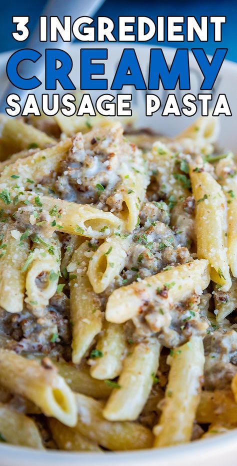 Pork Sausage Recipes Dinner, Sausage Pasta Recipes Easy, Ground Sausage Recipes, Sausage Pasta Recipe, Creamy Sausage Pasta, Pork Sausage Recipes, Sausage Recipes For Dinner, Sausage Dinner, Ground Pork Recipes