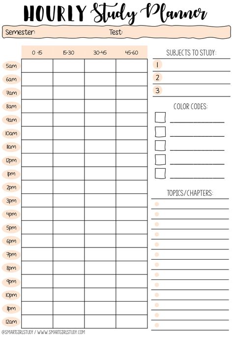 Daily Time Table Planner Printable, Hourly Study Planner, Study Schedule Template Aesthetic, How To Create A Study Timetable, Time Table Aesthetic Printable, Hourly Study Planner Printable, Study Plans Schedule, Timetable Study, Daily Study Timetable