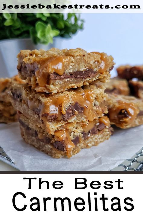 Carmelitas Recipe, Soft Caramels Recipe, Chewy Bars, Easy Dessert Bars, Chocolate Oatmeal Bars, Caramel Chocolate Bar, Chocolate Chip Bars, Caramel Bars, Oatmeal Cookies Chewy