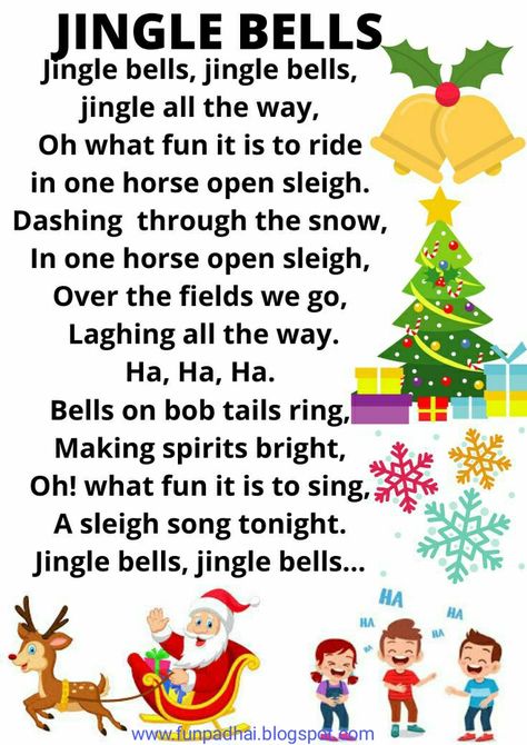 Jingle Bell Song, Christmas Songs For Toddlers, Jingle Bells Lyrics, Rhyming Poems For Kids, Christmas Carols Songs, Nursery Rhymes Poems, Christmas Songs For Kids, Rhymes Lyrics, Nursery Rhymes Lyrics