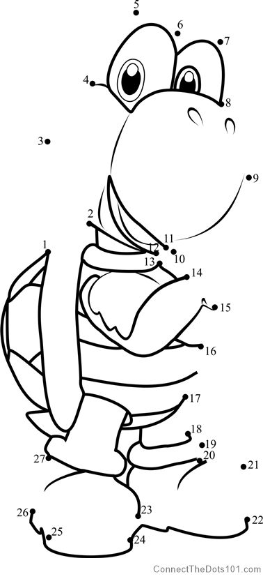 Koopa Troopa from Super Mario Koopa Troopa, Dot To Dot, The Dot, Connect The Dots, Printable Worksheets, Super Mario, Mario, Dots