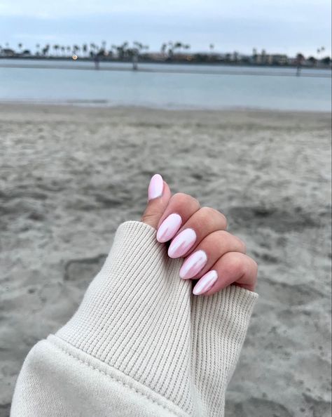 Nude Chrome Nails, Nude Chrome, Pink Sparkle Nails, Pink Chrome Nails, Baby Pink Nails, Light Pink Nails, Modern Nails, Smink Inspiration, Makijaż Smokey Eye