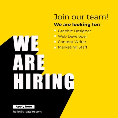 Recruiting Social Media Post, Graphic Designer Job Post, We Are Back Social Media Post, Now Hiring Sign Ideas, Recruitment Social Media Post Design, Hiring Posts Design, Hiring Post Design Social Media, Now Hiring Image Social Media, Typography Social Media Post Design