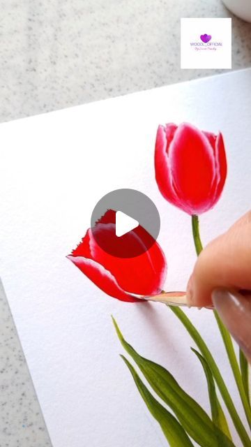 Swati Pandey | OneStroke Flower painting on Instagram: "Red Tulips 🌷  . . . . . #painting #acrylicpainting #flowerpainting #floral #artwork #viralreels #trendingreels #aesthetic #ａｅｓｔｈｅｔｉｃ #wocol_official" Flowers Drawing Tulip, Painting A Tulip, Red Tulip Painting, Painted Tulips Acrylics, How To Paint Tulips Acrylics, Painting Tulips Acrylics, Painting Ideas Tulips, How To Paint Tulips, Tulip Painting Acrylic Easy