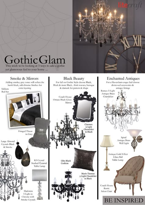 With Halloween only 2 days away it’s inevitable that this week we’re going to look at the Gothic glam trend, this architectural style was very popular i Gothic Glam Decor, Victorian Gothic Decor, Boho Glam Home, Goth House, Gothic Glamour, Goth Bedroom, Gothic Interior, Gothic Bedroom, Gothic Glam