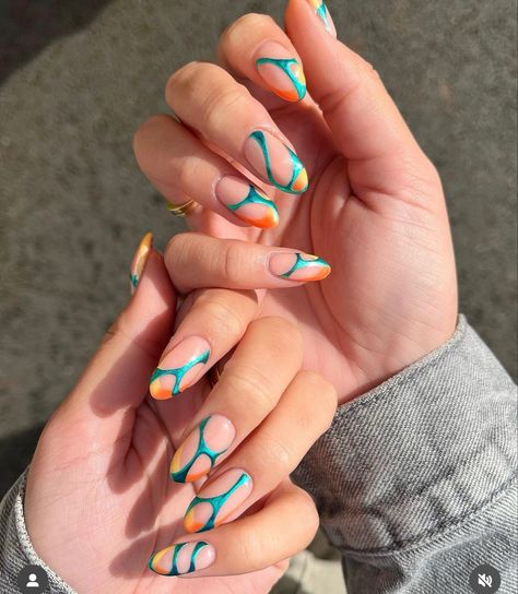 Funky Summer Acrylic Nails, Colorful Nail, Subtle Nails, Minimal Nails, Cute Gel Nails, Trendy Nail, Summer Acrylic Nails, Nails Desing, Fire Nails