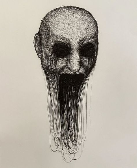 Very Creepy Pics, Creepy Horror Drawing, Creepy Hair Drawing, How To Draw Creepy Faces, Gore Artstyle Ideas, Creepy Art Style Sketch, Scary Drawing Ideas Sketches, Disappointed Drawing, Dark Horror Drawings