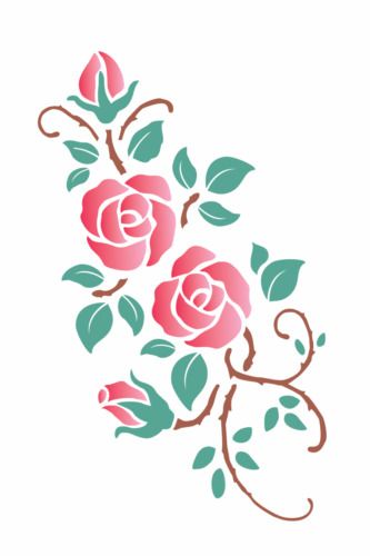 Outline Flowers, Stencil Painting On Fabric, Rose Swag, Rose Stencils, Primitive Shelf, Craft Signs, Cottage Diy, Making Ornaments, Craft Furniture