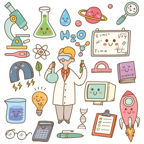 Scientist with laboratory equipment cart... | Premium Vector #Freepik #vector #background #kids #technology #education Cute Science Doodles, Laboratory Stickers, Laboratory Drawing, Scientist Drawing, Doodle Science, Scientist Illustration, Laboratory Illustration, Science Lab Equipment, Scientist Laboratory