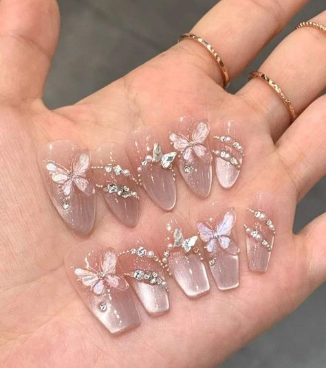 Nails Chinese Design, Korean Nail Ideas, Korean Nail Designs, Korean Nail Art Aesthetic, Korean Nails Ideas, Nail Art Korean, Korean Nail, Asian Nail Art, Korean Nail Art