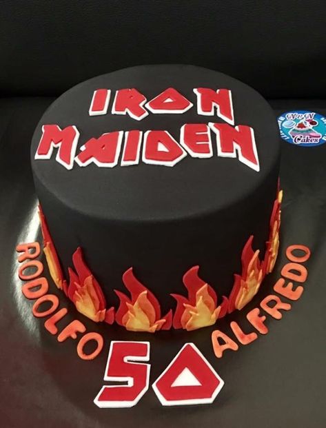 Iron Maiden Birthday - cake by N&N Cakes (Rodette De La O) Iron Maiden Cake Birthday, Iron Maiden Birthday, Iron Maiden Cake, 18th Birthday Cake For Guys, Metal Birthday, Rock And Roll Birthday, Guitar Cake, 50th Cake, Rock Star Party