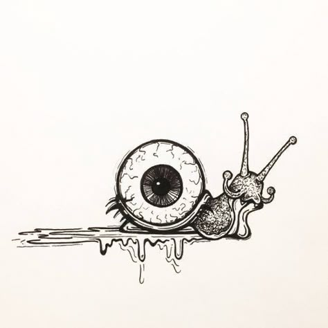 Snail Drawing, Flying Eyeball, Eye Drawings, Eyes Ideas, Eyeball Art, Weird Drawings, Kunst Tattoos, Trippy Drawings, Creepy Drawings