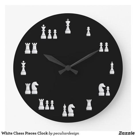 White Chess Pieces Clock Chess Decoration, Chess Pieces Design, Chess Birthday, White Chess Pieces, Chess Basics, Disco Pare, Chess Clock, Diy Framed Art, Chess Quotes