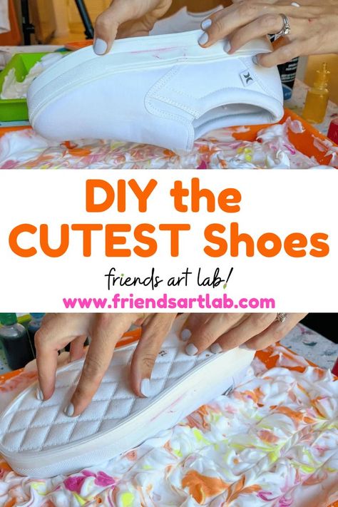 No two pairs of DIY Marbled Shaving Cream Shoes will be the same! Now lets see what you come up with! Shaving Cream Tie Dye, Diy Tie Dye Shoes, Shaving Cream Art, Canvas Shoes Diy, Diy Shaving Cream, Dye Shoes, Cutest Shoes, Tie Dye Shoes, Tie Dye Party