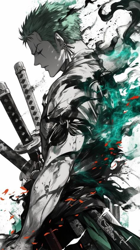 Roronoa Zoro Tattoo, One Piece Anime Art, Roronoa Zoro Wallpapers, Zoro Tattoo, Entei Pokemon, Roronoa Zoro One Piece, Japanese Art Samurai, One Piece Zoro, Samurai Wallpaper