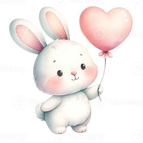 Rabbit Holding Balloons, Zabla Design, Balloon Watercolor, Baby Nursery Wall Decor, Baby Deco, Bunny Watercolor, Baby Boy Cards, Boy Cards