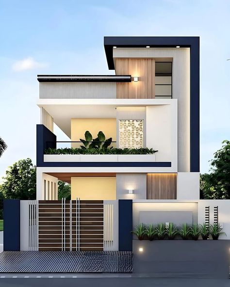 Duplex Front Design, House Designs Exterior 30×40, Corner Building Design, Front Colour Of House, West Facing Elevation Design, New Modern House Design Interior, Elevation Designs For House G+1, Front Elevation Designs Modern G+1, Balcony Mirror