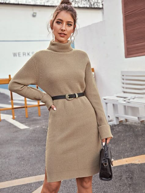 Fall Outfits For Teens, Sweater Dress Outfit Winter, Knitted Dress Outfit, Roll Neck Jumper Dress, Straight Natural, Get Ready For Fall, Sweater Dress Outfit, Fancy Clothes, Winter Dress Outfits