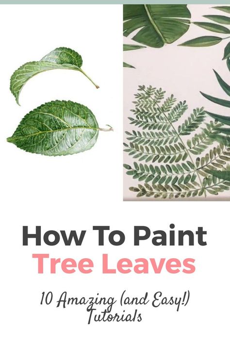 How to Paint Leaves, How to Paint Leaves on a Tree, or Tree Leaves. The Best 10 Tutorials Online on How to Paint Tree Leaves using Acrylic and more! Painting Ideas on Canvas with Acrylic Paint, oil, pencil, watercolors, and many more painting techniques! How To Paint Leaves On A Tree, Acrylic Paint Leaves, Painted Leaves Acrylic, Easy Plant Painting Ideas, Painting Leaves Acrylic Easy, Canvas Leaves Painting, How To Paint A Leaf, How To Paint Leaves Acrylic Easy, How To Paint Leaves Acrylic