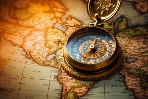 Old Map Of The World, Magnetic Compass, World Map Travel, Map Travel, Map Of The World, The Compass, Cityscape Photos, Logo Banners, Old Map