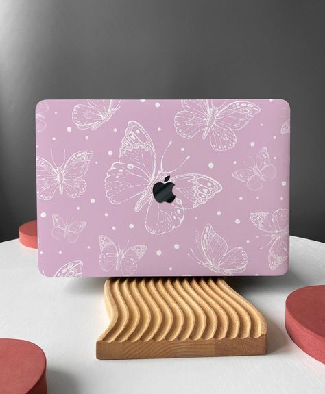 Purple Butterfly Line Shell Hard Case Rubberized Cover for MacBook Air 13 Macbook Pro 13 16 15 Air 13 12 inch Laptop Cute Computer Case, Laptop Cover Aesthetic, Mac Book Cases, Laptop Cover Ideas, Purple Laptop, Macbook Cover, Cute Laptop, Laptop Decoration, Macbook Air Cover