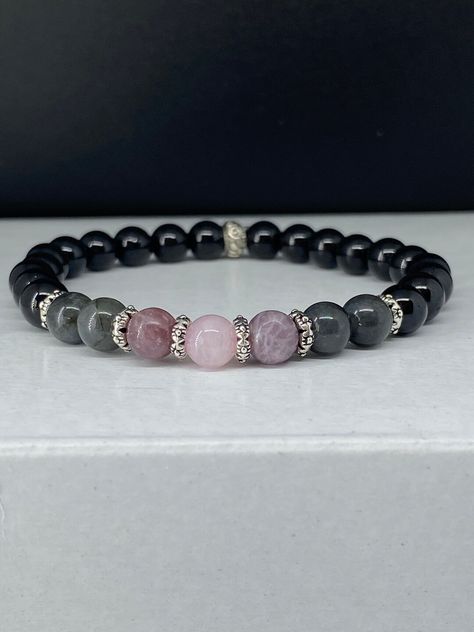 Black Beads Bracelet, Black Tourmaline Bracelet, Rose Quartz Healing, Black Labradorite, Black Beaded Bracelets, Reading Pa, Bracelets Design, Tourmaline Bracelet, Labradorite Bracelet