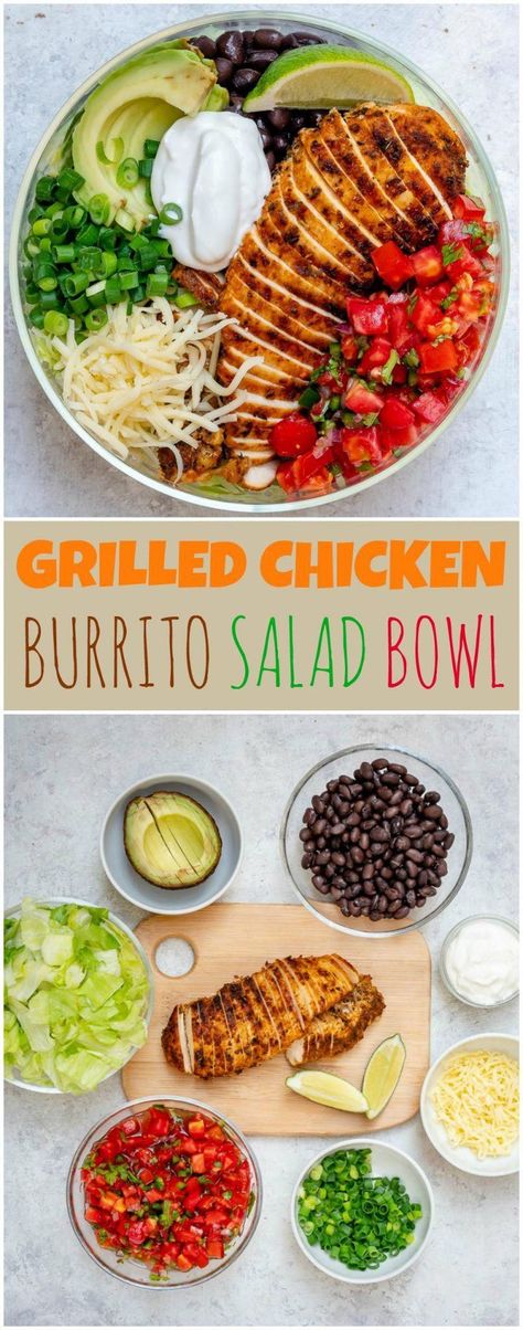 Grilled Chicken Meal Prep, Burrito Salad, Crockpot Meal Prep, Chicken Meal Prep Bowls, Clean Hacks, Delicious Meal Prep, Resep Salad, Clean Eating For Beginners, Meal Prep Clean Eating