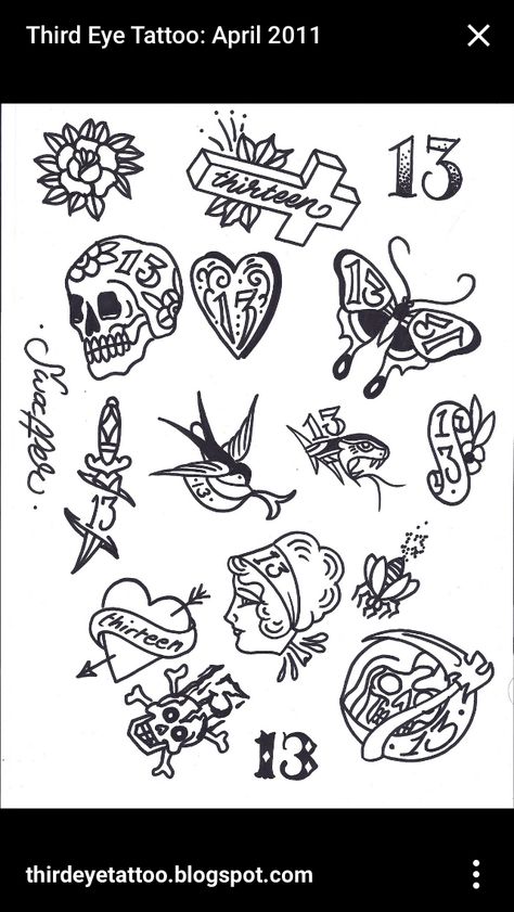 Friday the 13th Tattoos Flash Tattoo Designs Friday The 13th, Unlucky 13 Tattoo, Matching Friday The 13th Tattoos, 13 Traditional Tattoo, Friday 13th Tattoo Ideas, Friday The 13th Flash Sheet, Cute Friday The 13th Tattoo Ideas, Friday The 13 Tattoo, Friday 13th Tattoo Flash