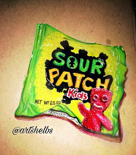 Sour Patch Kids Drawing, Cute Easy Animal Drawings, Sweets Art, Candy Drawing, Easy Animal Drawings, Sweet Drawings, Prismacolor Art, Preppy Stickers, Sour Patch