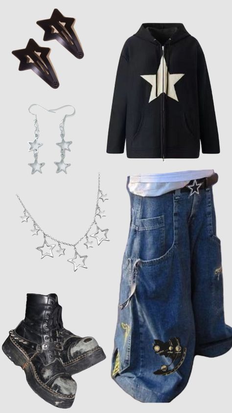 Star Fashion Aesthetic, Y2k Star Outfit, Star Inspired Outfits, Star Outfit Aesthetic, Star Boy Outfit, Star Themed Outfits, 2010s Grunge, 6th Grade Outfits, Stars Outfit