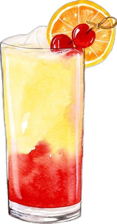 Cocktails Drawing, Sunrise Drawing, Cocktail Tequila, Illustration Art Poster, Tequila Sunrise Cocktail, Summer Graphics, Graphics Artwork, Sunrise Cocktail, Cocktail Illustration