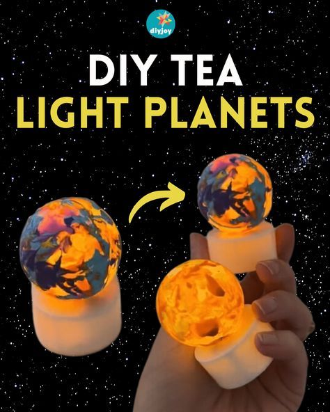 DIY Tea Light Planets Ping Pong Ball Planet Tea Light, How To Projects For School, Ping Pong Tea Light, Fun Craft Activities, Ping Pong Ball Night Light, Ping Pong Ball Lights, Ping Pong Ball Planets, Space Themed Experiments For Kids, Summer Camp Projects For Kids