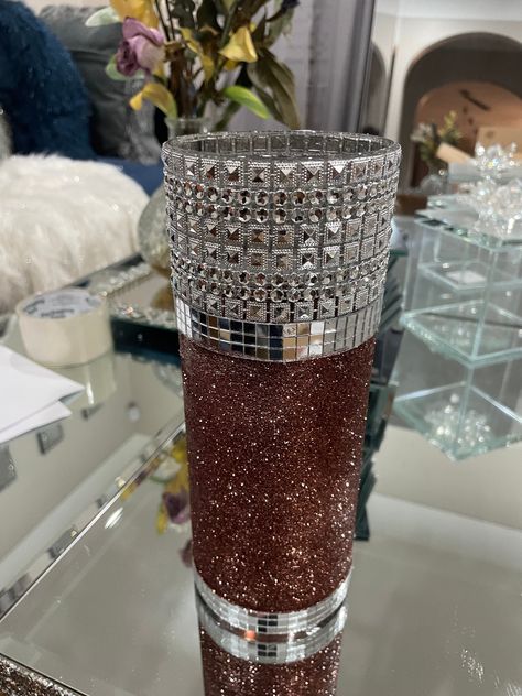 Bathroom Holder, Crushed Diamonds, Girls Night Party, Resin Art Painting, Glam Decor, Candle Vase, Tall Vases, Vase Candle Holder, Bottle Crafts