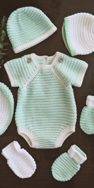 A sweet and soft crochet baby romper, ideal for gifting or special baby occasions. Crochet Patterns For Newborns Free, Baby Romper Crochet Pattern Free, Crochet Baby Boy Clothes Patterns Free, Crochet Baby Outfits Free Pattern, Free Baby Crochet Patterns Newborns, Crocheted Baby Clothes, Crochet Baby Sets Free Pattern, Crochet Romper Baby Free Pattern, Free Crochet Patterns For Babies