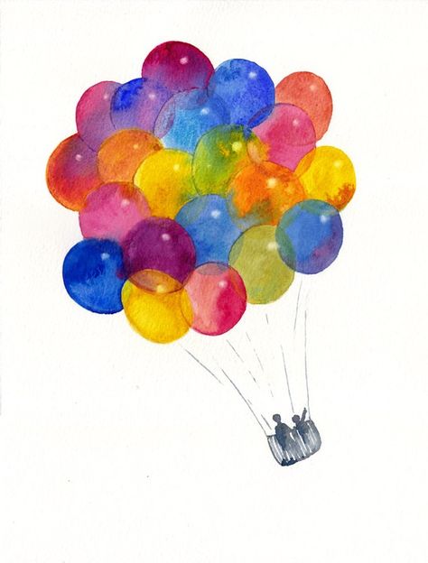 Watercolor Therapy, Balloons Watercolor, Therapy Quotes, Childrens Illustrations, Watercolor Cards, Art Watercolor, Children Illustration, Air Balloon, Watercolor Painting