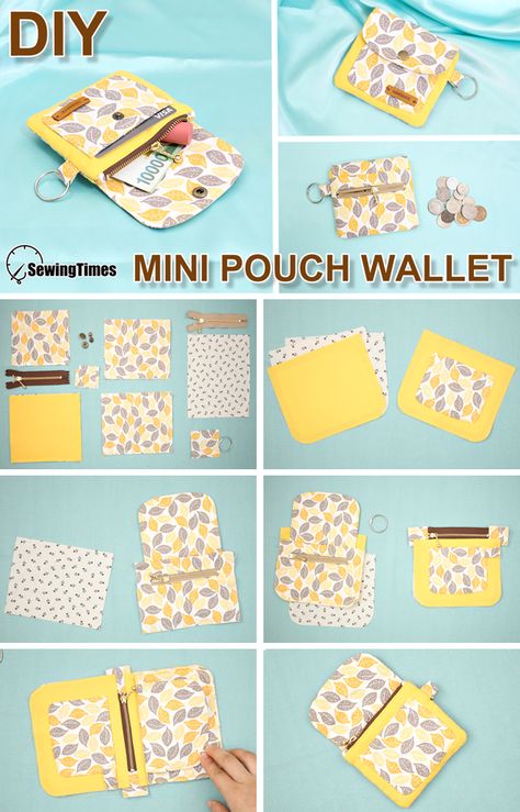 Cloth Wallets Diy, Sewingtimes Bag, Mini Pouch Sewing Pattern, Mini Sewing Projects, Diy Mini Wallet, Mini Gift Ideas, Diy Pouch Tutorial, Wallet Ideas, Wallet Diy